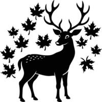 cerf silhouette illustration. animal linogravure vecteur