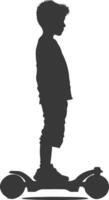 silhouette garçon équitation hoverboard plein corps noir Couleur seulement vecteur
