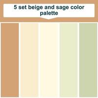 5 ensemble beige et sauge Couleur palette. élégant sauge et beige couleurs palette. magnifique Couleur palette vecteur