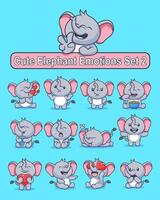 ensemble de mignonne l'éléphant dessin animé personnage dans divers pose autocollants vecteur