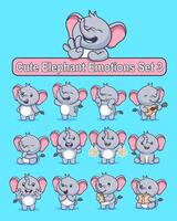 ensemble de mignonne l'éléphant dessin animé personnage dans divers pose autocollants vecteur