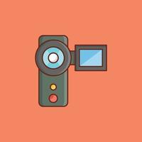 icône de ligne de couleur de caméra vidéo vecteur