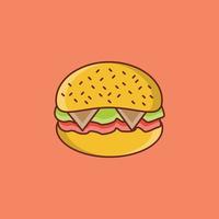 icône de ligne de couleur burger vecteur