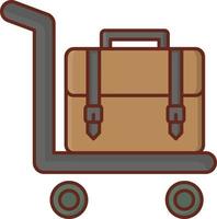 icônes de ligne de couleur de chariot à bagages vecteur