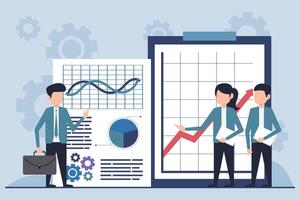 équipe en cours d'analyse affaires croissance et performance graphiques illustration vecteur