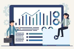 affaires équipe en cours d'analyse financier croissance et marché les tendances illustration vecteur