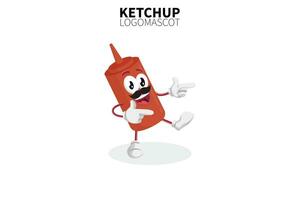 mascotte de sauce tomate de dessin animé, illustration vectorielle d'une mascotte mignonne de personnage de sauce tomate