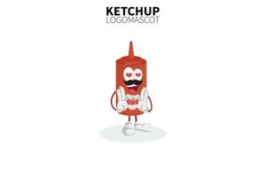 mascotte de sauce tomate de dessin animé, illustration vectorielle d'une mascotte mignonne de personnage de sauce tomate