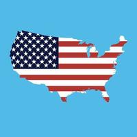 drapeau usa en amérique, silhouette, carte vecteur