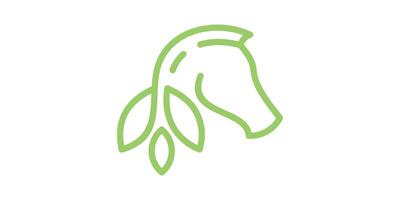 cheval et feuille logo conception, minimaliste, nature, plante. logo conception icône, symbole, , Créatif idée. vecteur
