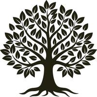 arbre de la vie avec feuilles silhouette parfait pour projets vecteur