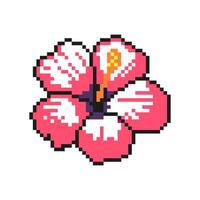 hibiscus fleur icône pour été vacances dans pixel art style. inspiré par Jeux de le années 80, années 90. conception pour mobile Jeux, cartes postales, autocollants. illustration. vecteur