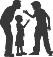 silhouette enfant abuser de Parents gronder les enfants garçon noir Couleur seulement vecteur