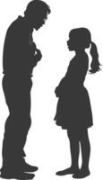 silhouette enfant abuser de Parents gronder les enfants fille noir Couleur seulement vecteur