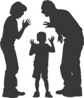 silhouette enfant abuser de Parents gronder les enfants garçon noir Couleur seulement vecteur