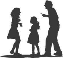 silhouette enfant abuser de Parents gronder les enfants fille noir Couleur seulement vecteur