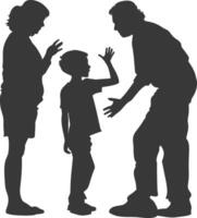 silhouette enfant abuser de Parents gronder les enfants garçon noir Couleur seulement vecteur