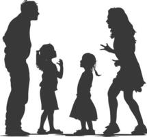 silhouette enfant abuser de Parents gronder les enfants fille noir Couleur seulement vecteur