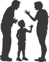 silhouette enfant abuser de Parents gronder les enfants garçon noir Couleur seulement vecteur