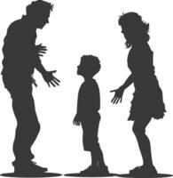 silhouette enfant abuser de Parents gronder les enfants garçon noir Couleur seulement vecteur