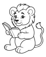 mignonne Lion coloration pages pour enfants, Lion dessin animé, Lion illustration, noir et blanc Couleur vecteur