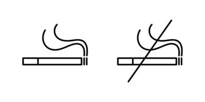 cigarette et cigarette sabrer, non fumeur, fumeur tue concept Icônes dans ligne style conception isolé sur blanc Contexte. modifiable accident vasculaire cérébral. vecteur