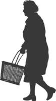 silhouette personnes âgées femmes avec achats panier plein corps noir Couleur seulement vecteur