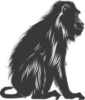 silhouette mandrill animal noir Couleur seulement vecteur