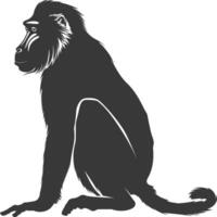 silhouette mandrill animal noir Couleur seulement vecteur