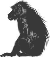 silhouette mandrill animal noir Couleur seulement vecteur