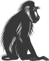 silhouette mandrill animal noir Couleur seulement vecteur