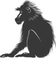 silhouette mandrill animal noir Couleur seulement vecteur