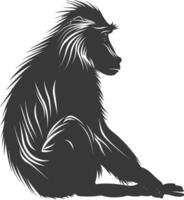 silhouette mandrill animal noir Couleur seulement vecteur