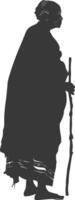 silhouette originaire de africain tribu personnes âgées femme noir Couleur seulement vecteur