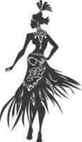 silhouette originaire de africain tribu femme noir Couleur seulement vecteur