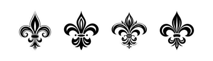 élégant fleur de lis symboles dans noir et blanc vecteur