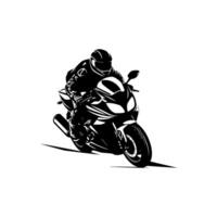 silhouette de moto coureur dans action vecteur