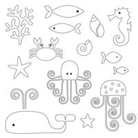 Sea Life Numérique Timbres Clipart vecteur