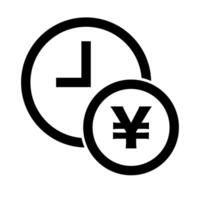 horaire salaire icône. l'horloge et Japonais yen icône. vecteur