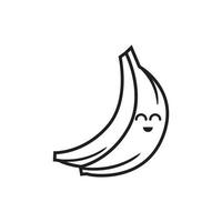 illustration de banane de sourire de ligne mignonne vecteur