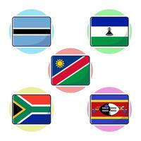 Sud africain des pays drapeaux. plat rectangle élément conception, Voyage symboles, point de repère symboles, la géographie et carte drapeaux emblème. vecteur