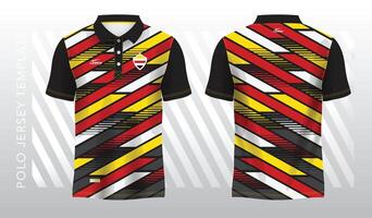 rouge et Jaune abstrait Contexte pour polo Jersey sport. sport uniforme dans de face et retour voir. moquer en haut pour sport club. vecteur