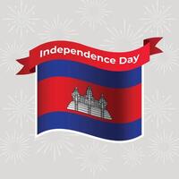 Cambodge ondulé drapeau indépendance journée bannière Contexte vecteur