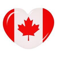 3d cœur dans le Couleur de le canadien drapeau, isolé sur une transparent Contexte. pays drapeau bouton vecteur