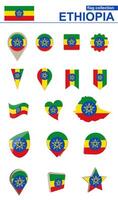 Ethiopie drapeau collection. gros ensemble pour conception. vecteur