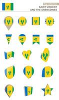 Saint Vincent et le grenadines drapeau collection. gros ensemble pour conception. vecteur