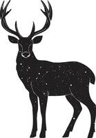 une noir silhouette de cerf crâne agrafe art. chasseur homme conception. conception modèle pour cerf. vecteur