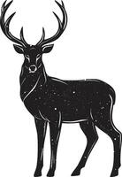 une noir silhouette de cerf crâne agrafe art. chasseur homme conception. conception modèle pour cerf. vecteur