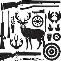 une noir silhouette de cerf crâne agrafe art. chasseur homme conception. conception modèle pour cerf. vecteur