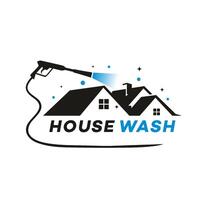 Puissance laver logo avec maison concept vecteur